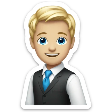 smiling boy in formal attire blue eyes sticker