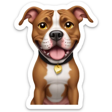 Pitbull dog wearing a joke costume sticker
