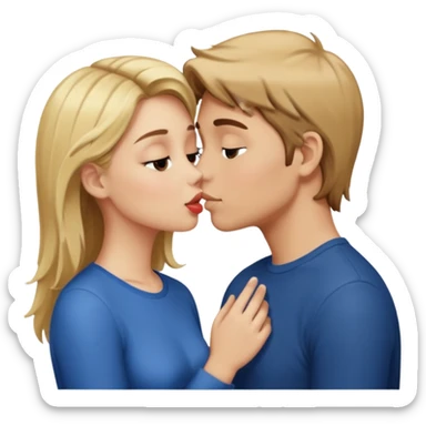 blonde girl and brown hair boy kissing sticker