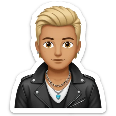 a rockstar wearing necklace, leather jacket sticker