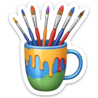 Cup with mixed paintbrushes sticker