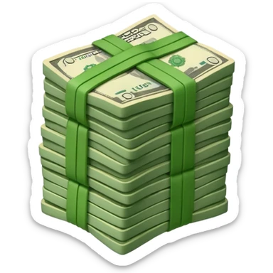 make a stack of candian dollars held togethher by rubber bands sticker