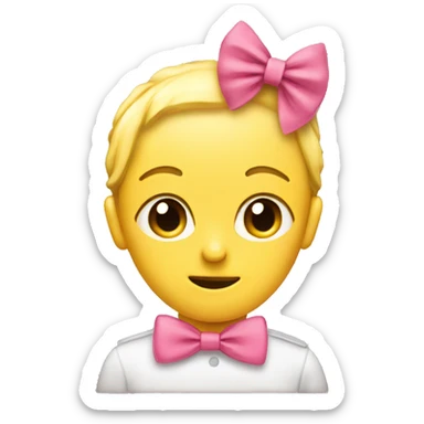 demurely eating girly basic yellow head emoji with pink bow who knows they ate sticker
