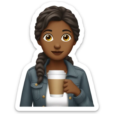Brown girl drinking coffee  sticker