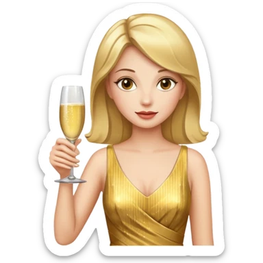 woman with shampane glass in golt dress sticker