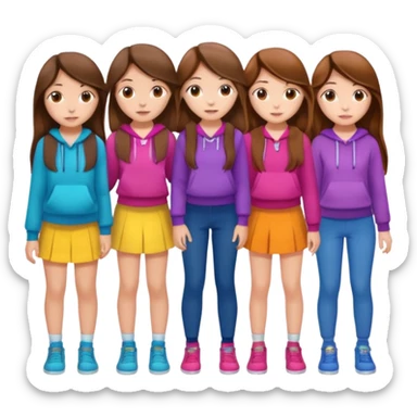 group of cute teenage girls with long hair sticker