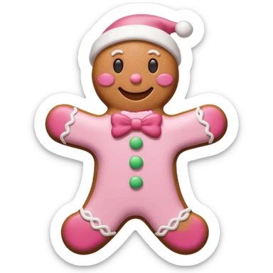 christmas gingerbread pastel pink and red sticker
