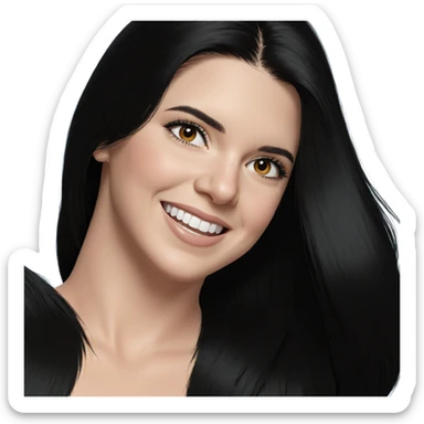 smiling girl with black hair sticker