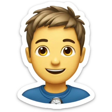 smiling boy outdoors with watch sticker