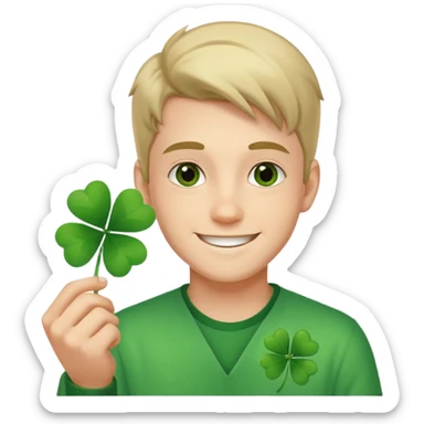 Young man wishing luck sticker