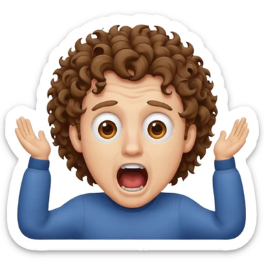 white guy curly brown hair screaming  sticker