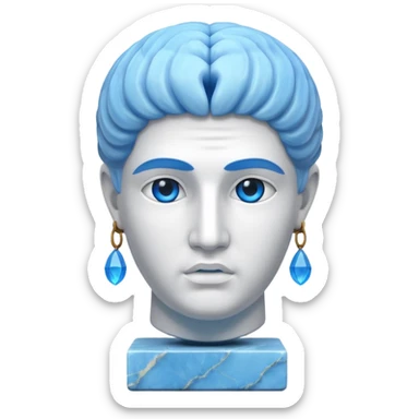 ancient greece marble sculpture head with a blue aura around the background of it sticker