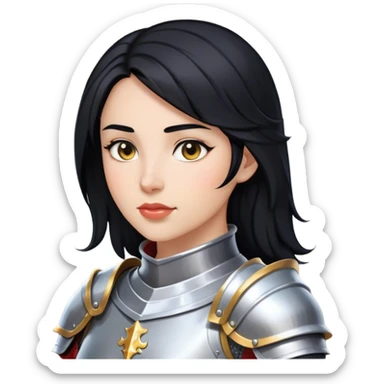 knight woman with black hair sticker