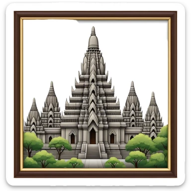 Prambanan Temple Landmark Emoji – Showcasing its towering Hindu temple spires with intricate carvings. sticker