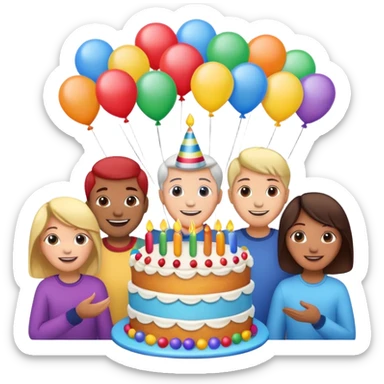 Birthday cake balloons freinds and family sticker