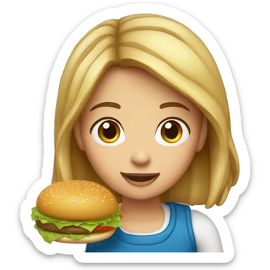 Une fille qui mange un hamburger  sticker