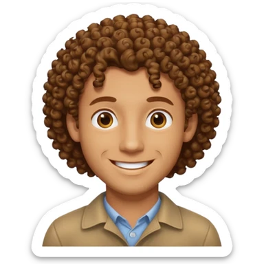 homme blanc brun avec cheveux frisés sticker