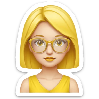 yellow glasses and yellow dressed woman sticker