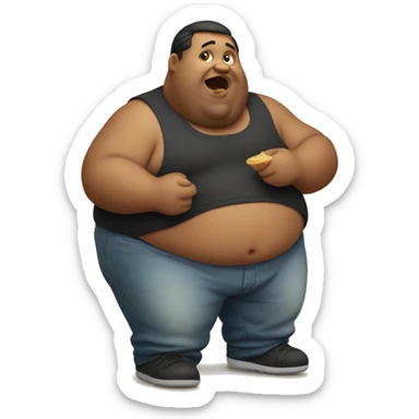 Fat man eating  sticker
