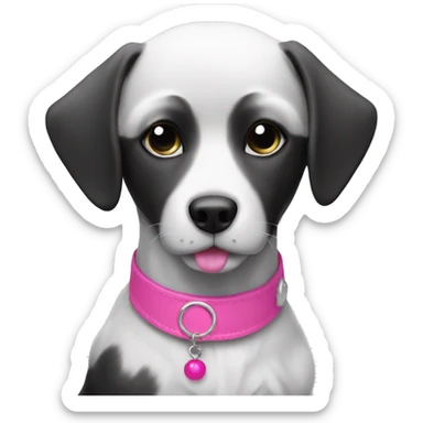 Dog black and white with pink Accessoires  sticker