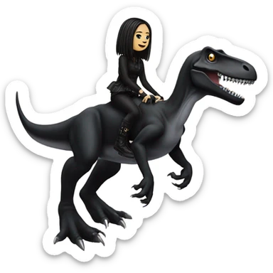 Goth girl riding a trex sticker