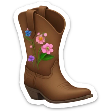 Cowgirl boots with flowers coming out of it  sticker