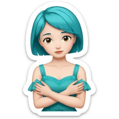 Teal hugs short hair with Belles wording sticker