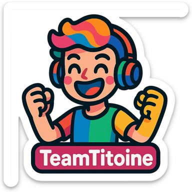 energetic and colorful TeamTitoine icon in vibrant toon style sticker