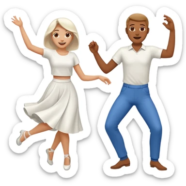 Man and woman dancing white sticker