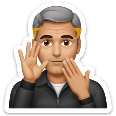 George clooney covering his eyes with his hand sticker