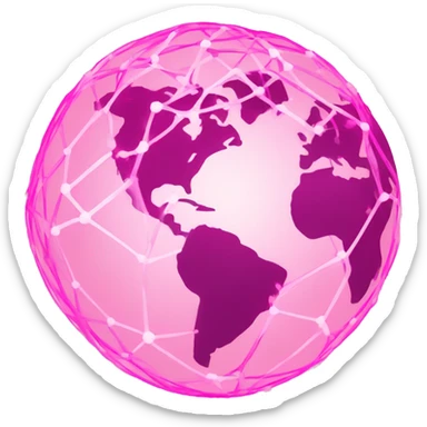 Pink and light pink connected network globe   sticker