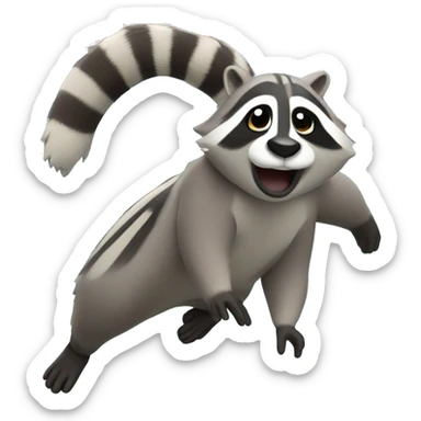 A raccoon doing a backflip into a pool sticker