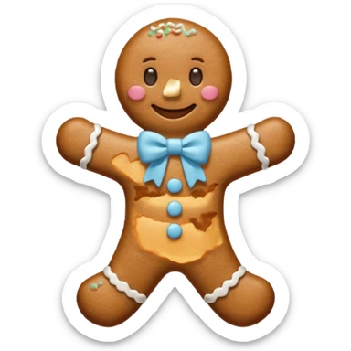 Gingerbread man with light blue bow sticker