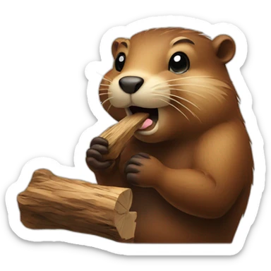 a beaver with a piece of wood in its mouth sticker