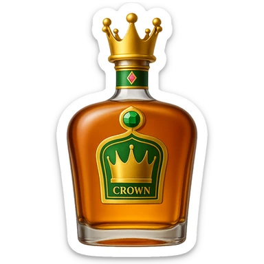 Combine the whiskey bottle from the first image with the cap from the second image, keeping the style consistent. The background should be transparent. The style is a realistic whiskey bottle with a matching cap. sticker