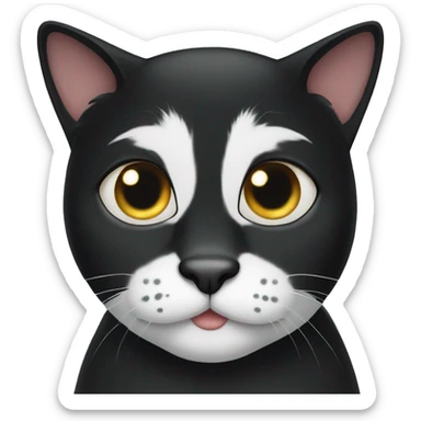 black tuxedo cat with white mustache  sticker