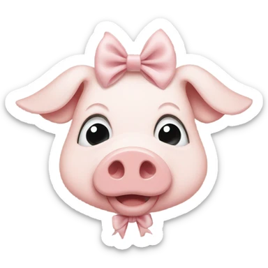 Pig with white bow on forehead sticker