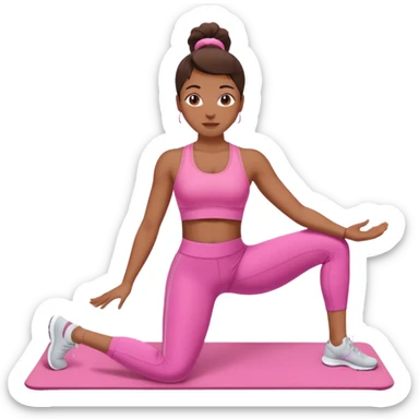 medium-skinned woman doing Pilates in pink sportswear sticker