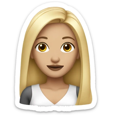 blonde with straight hair an clean make up sticker