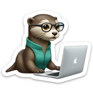 female vet otter with glasses use a macbook sticker