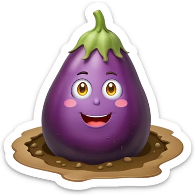 eggplant entering an obese pothole sticker