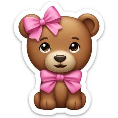teddy bear with pink bow on its head  sticker