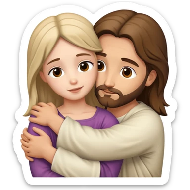 Jesus hugs a girl sticker