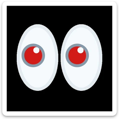 Change the irises of these cartoon eyes to red, keeping the rest of the design the same. Do not add any bloodshot or red veins, just make the irises red. The style is cartoon eyes as shown in the reference image. sticker