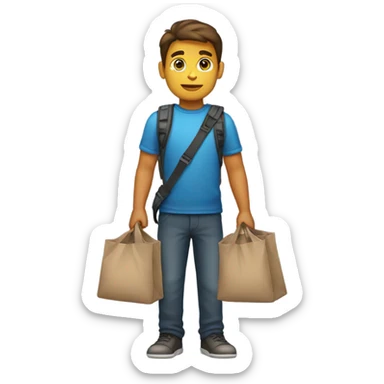 young guy with süport bag sticker