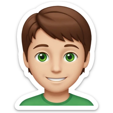 dessiner moi un garcons avec les cheveux bruns et les yeux vert sticker