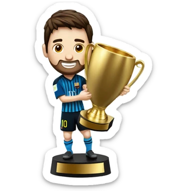 Messi con el trofeo de la copa mundial del futbol sticker