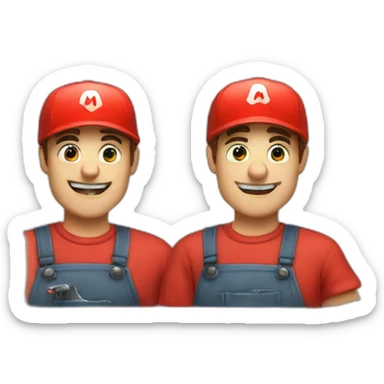  a plumber with a red cap with an M on it sticker