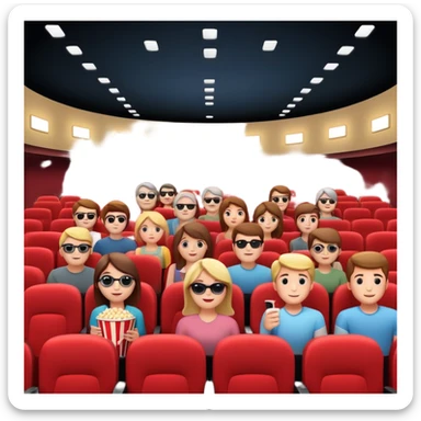 3d realistic interior of movie theater with people  sticker