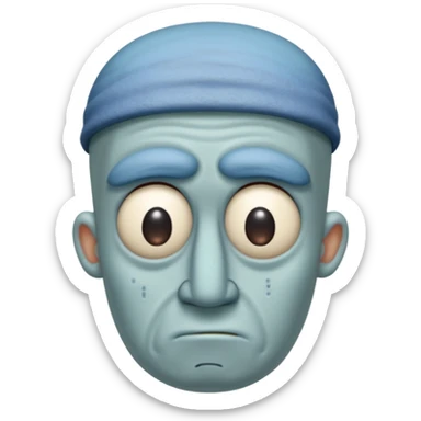 Squidward from spongebob is moody sticker